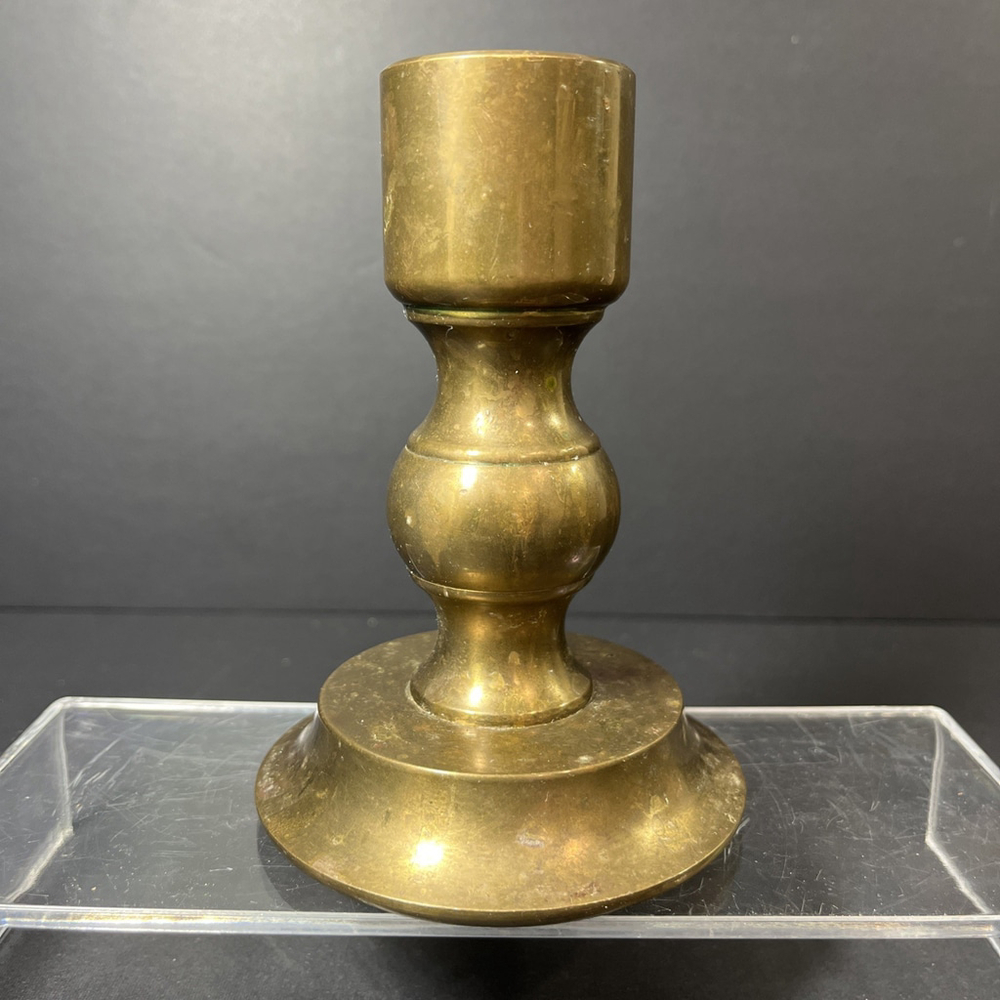 JRJ Solid Brass Candle Stick Holder Natural Patina Made In Norway